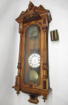 Resch Brothers, O.M.R.M. Co., 'Remember' - late C19th walnut Vienna wall clock, carved pediment over