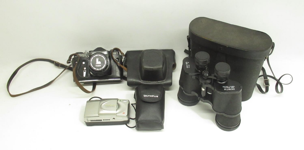 Zenit EM camera, Olympus Superzoom 105G camera and a pair of Zenith 10x50 field binoculars (3)