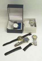 Boxed Rotary Baltimore stainless steel quartz wristwatch with date; boxed Anthony James stainless