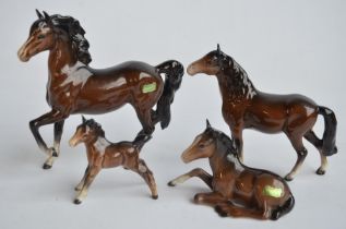 Four Beswick ceramic horse figurines, no damage or repairs noted