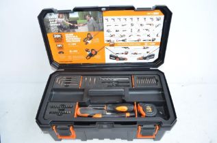 Worx cased electric hand drill set incl. hard plastic tool box with 20V Worx WX386.5 hand drill with