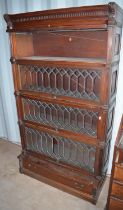 Kendrick & Jefferson Globe Wernicke style mahogany sectional bookcase with leaded glass doors and
