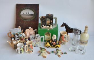 Mixed collection to include novelty Tea pots to include a boxed Border Fine Arts James Herriot's