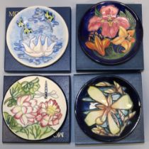 Moorcroft Pottery: four MCC Moorcroft Collectors Club pin dishes/coasters - 'Heiwana Dragonfly',