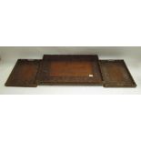 Jubbar Khan & Son, 3rd Bridge, Srinagar, Kashmir - C20th carved hardwood gallery tray, W75.5cm,