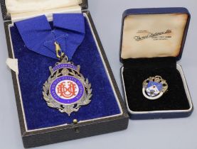 Urban District Council of Urmston, silver and enamel Past Chairman medallion for Councillor R.P.