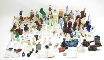 Large mixed collection of glass perfume bottles, majority are empty, some with a little bit of