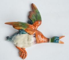 Beswick ceramic wall mounted Mallard Duck in flight, L22cm