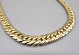 9ct yellow gold flat link necklace, stamped 375, L42cm, 13.0g