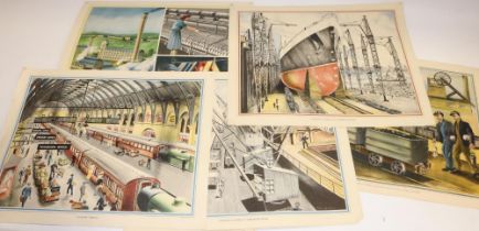 Approx. 45 mid-C20th educational posters, produced by Macmillans for use as school classroom