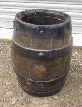 Oak coopered rum barrel, with weighted base, H43cm