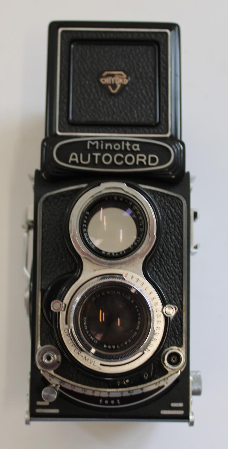 Minolta autocord medium format camera with Rokkor 75mm f3.5 lens in original case - Image 2 of 5