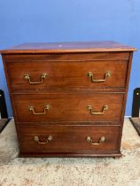C19th mahogany commode chest, with hinged top and faux three drawer front, on bracket feet, W64cm