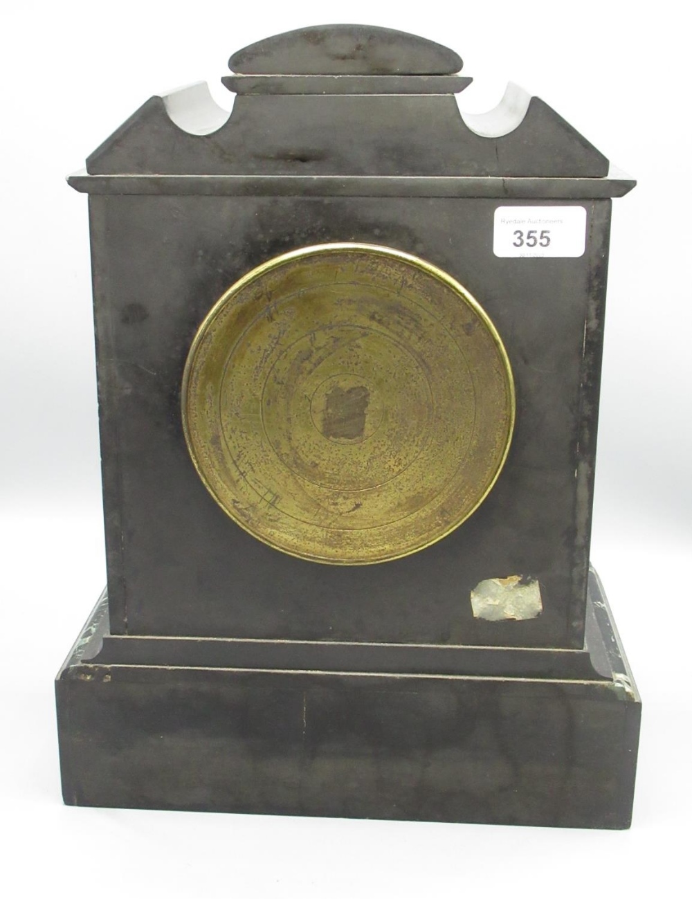 S Marti & Cie. late C19th French slate and variegated marble mantle clock, architectural case with - Image 3 of 5