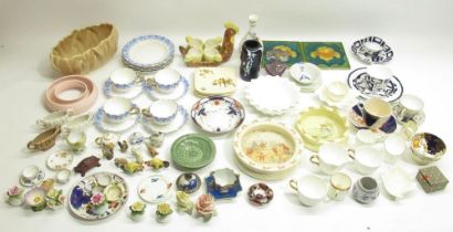 Mixed collection of ceramics and glass inc. a signed Art glass flower vase, Crown Staffordshire '