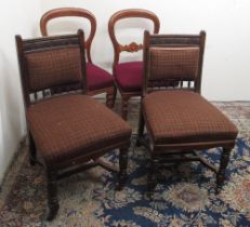 Pair of Victorian mahogany balloon back dining chairs and a pair of Edwardian dining chairs (4)