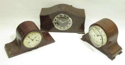 Gustav Becker C20th mahogany striking mantle clock W37cm and two other striking mantle clocks (3)