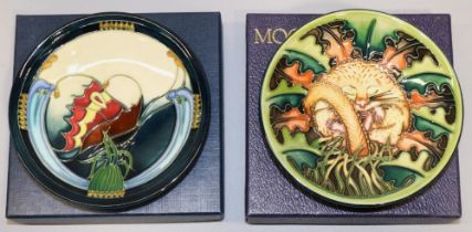 Moorcroft Pottery: two MCC Moorcroft Collectors Club pin dishes/coasters, both initialed PH for Paul