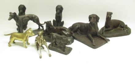 Doris Lindney bronzed composition figure of a dog, another bronzed composition figure of a dog