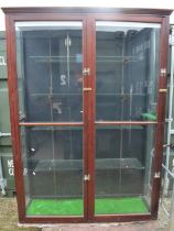 Early C20th mahogany glazed shop/retailers display cabinet with adjustable brass shelf brackets