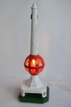 Vintage railway semaphore finial, restored and repainted with added modern mains powered light and