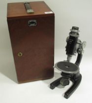 J. Swift & Son, London - C20th cased japanned microscope H35.5cm