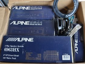 Collection of Alpine car stereo equipment to include 2x 3541 Bridgeable Power Amplifiers, 3339
