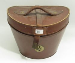 C20th gentleman's brown leather hat box, H27cm