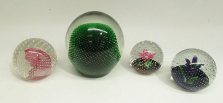 Three Caithness glass paperweights and a large unnamed glass paperweight, H11.5cm (4)