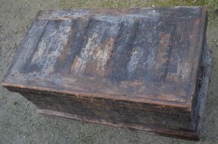 Vintage wooden tool chest with 3 staggered removable tool trays and a quantity of vintage wood