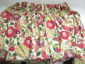 Collection of floral curtains on a beige background, H120cm x W248cm and an offcut of the fabric(9)