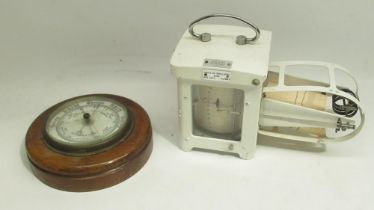 Casella London BSS 3231 barograph in painted metal finish no. 3039 H21cm and an early C20th '