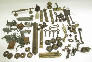 Collection of period and later hinges, handles, locks, etc.