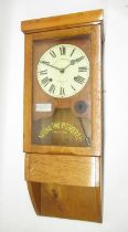 National Time Recorder Co., mid C20th beech wall clock W35 D19cm H91cm