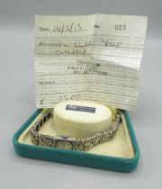 Ladies Rotary silver wristwatch on integral back effect bracelet, signed brushed dial with applied