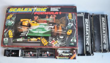 Scalextric Formula 1 boxed set C658 (missing power unit), 2 boxed Change Over Lanes and chicane