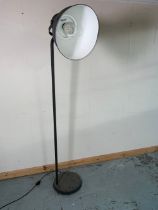 Grey metal finish floor lamp with adjustable shade,