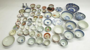 Large mixed collection of Japanese, Chinese and other miniature bowls, plates, vases, larger plates,