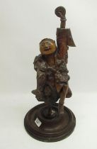 Late C19th Chinese root carving of a dancing musician on later base H47cm