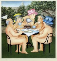Beryl Cook (British 1926-2008): 'Tea In The Garden' ltd.ed colour print by Alexander Gallery