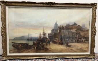 Paul Marny (French/British 1829-1914); 'Saint Malo' watercolour, signed, 59cm x 107cm