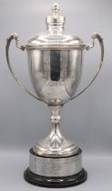 York and Ainsty Hunt - EPNS two handled urn shaped trophy cup inscribed 'The Harry Elliott