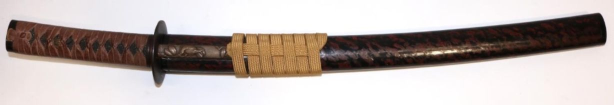 Japanese signed `Choshu-ju Kiyoshige' late Koto period (16th century) blaeded wakizashi, 42cm blade,