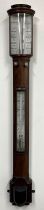 C Altria, Skene Street, Aberdeen - C19th century figured mahogany stick barometer, moulded cornice