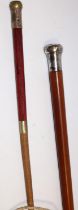 Crawley & Son of Peterborough Driving whip, with brass finial, nickel silver collar, leather grip