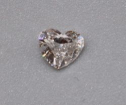 Unmounted 0.31 carat F colour SI2 clarity heart cut diamond, with Diamond Dossier from Gemological