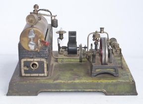 DC Doll & Cie of Nuremberg tinplate stationary horizontal steam engine scale layout with 2 volt