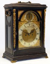 John Wilmer London - C18th fruitwood bracket clock, moulded case with twin carrying handles over