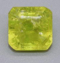 Emerald variation cut quartz, 9.53 carats, I1 clarity, with AGI certificate of authenticity