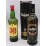 Glenfiddich Special Reserve Single Malt Scotch Whisky, Aged 12 Years, 1ltr in tube and J&B Rare